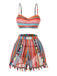 Colorful striped top and shorts set on a white background