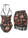 2PCS Costumi intero e copricostume con frange e floreale anni '60