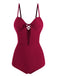 Costumi intero con lacci spalline sottili bordeaux anni '60