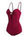Costumi intero con lacci spalline sottili bordeaux anni '60