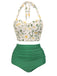 Bikini scollo all'americana lacci floreale anni '50