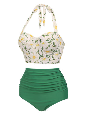 [Taglia Forti] Bikini lacci scollo all'americana floreale anni '50