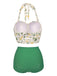 Bikini scollo all'americana lacci floreale anni '50