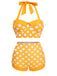 Set Bikini a pois scollo all'americana giallo anni '50