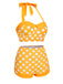 Set Bikini a pois scollo all'americana giallo anni '50