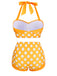 Set Bikini a pois scollo all'americana giallo anni '50