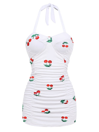 Costumi a ciliegia intero estivo bianco anni '50