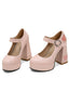 Scarpe Mary Jane con tacco alto fibbia e ritagli a cuore