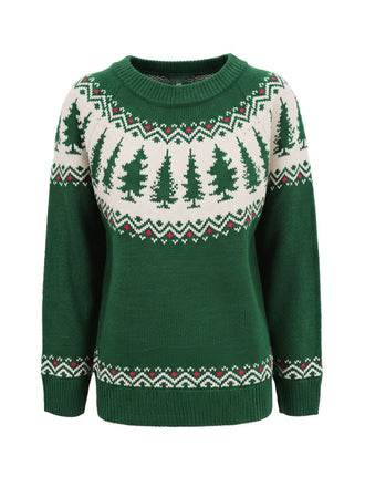 Maglione Fair Isle con albero di Natale verde anni '80