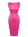 Abito aderente in raso rosso rosa anni '60