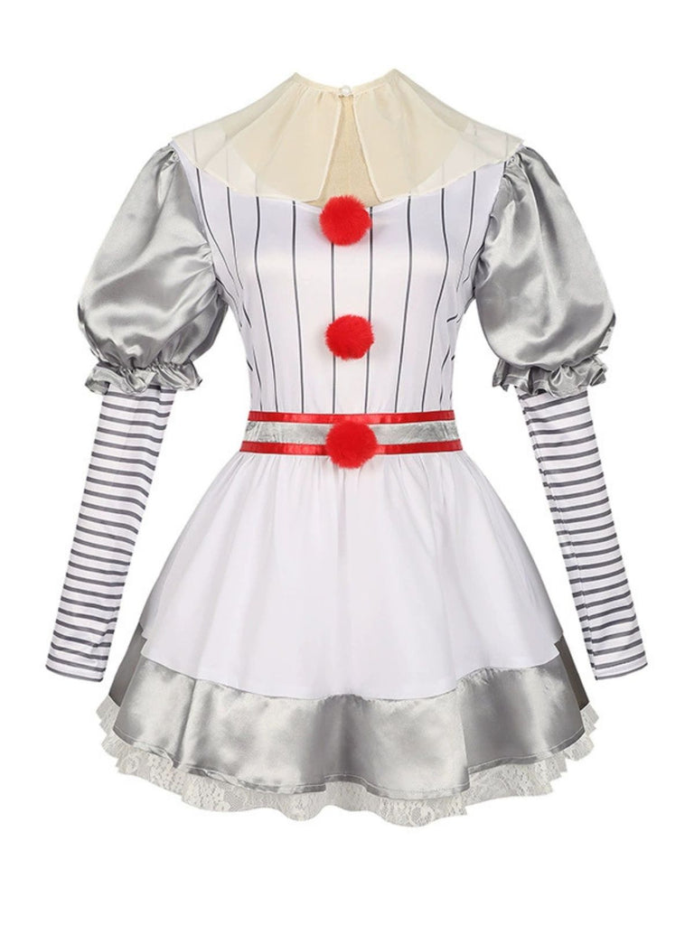 Abito a palloncino righe Pennywise Halloween argento anni '60