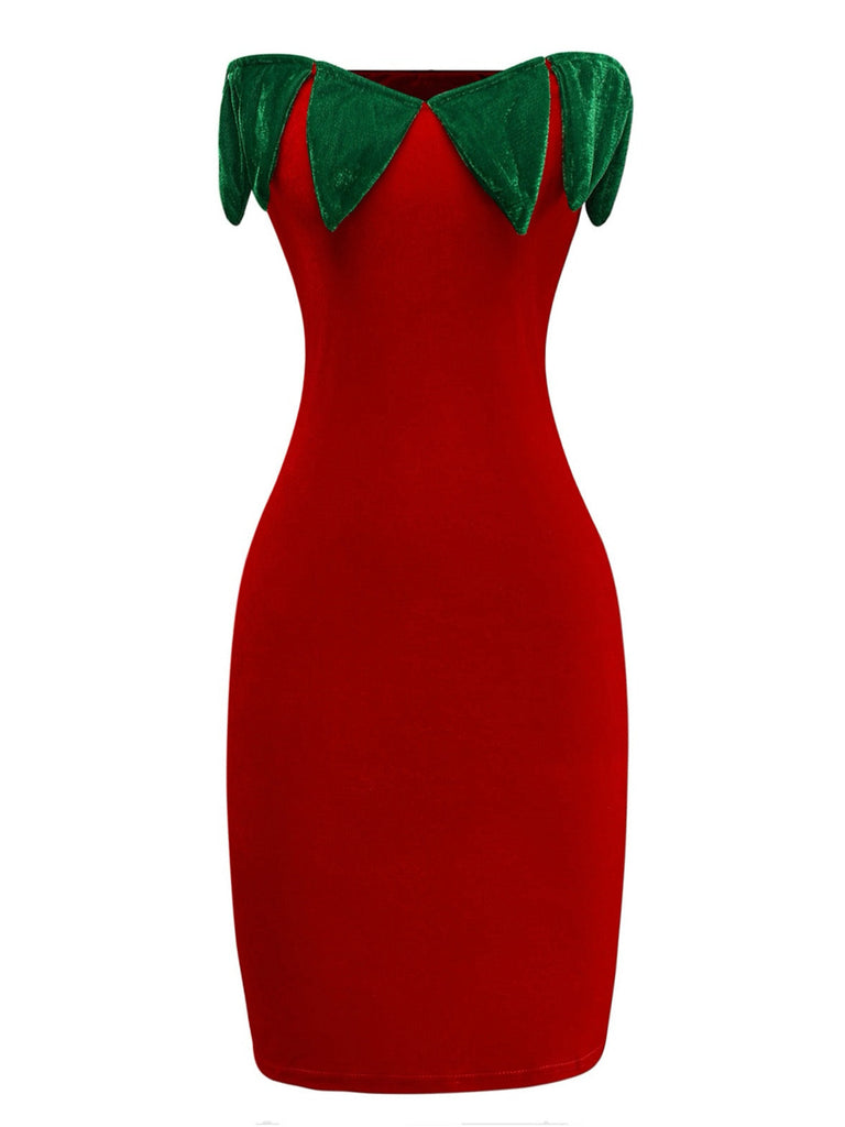 Mini abito a forma di fragola rosso anni '80