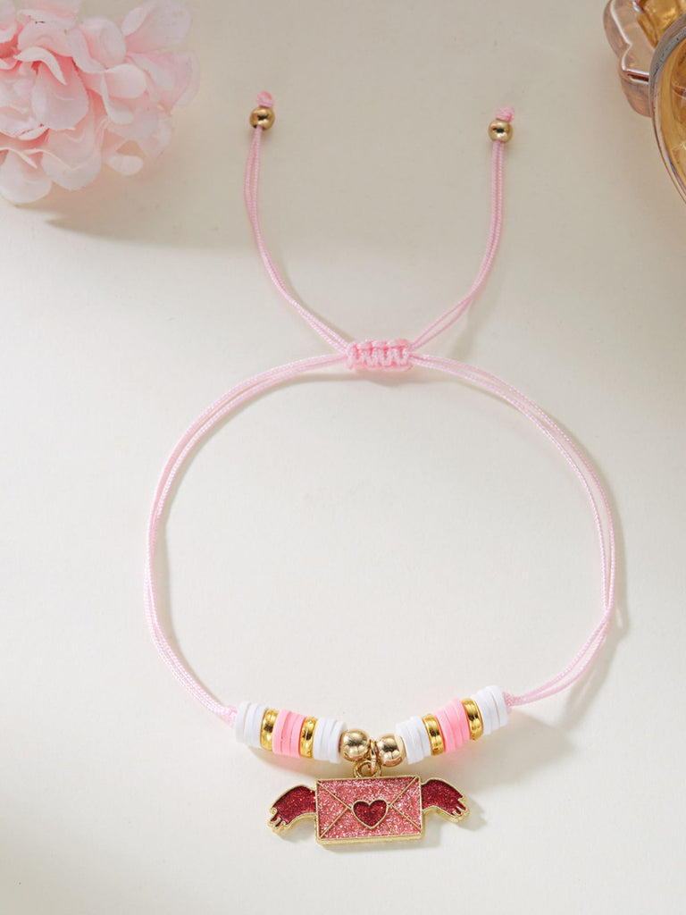 Bracciale regolabile intrecciato a forma di cuore per San Valentino
