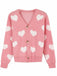 Cardigan in maglia con stampa a cuore per San Valentino anni '50