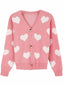 Cardigan in maglia con stampa a cuore per San Valentino anni '50