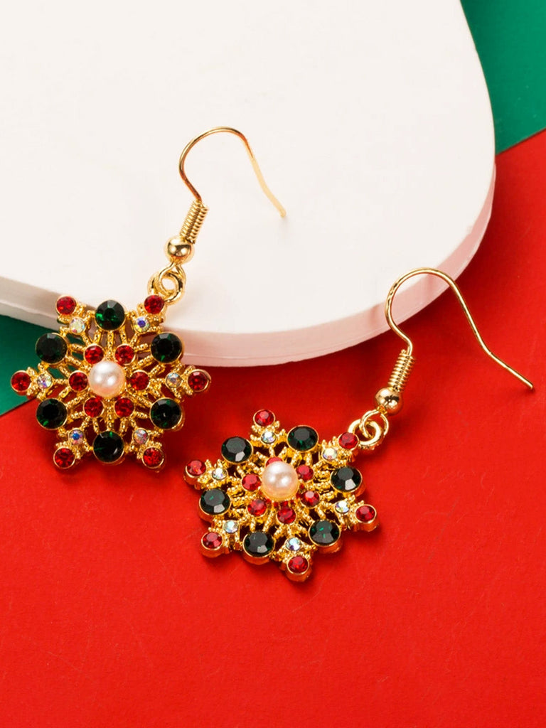 Orecchini con cappello di Natale e fiocco di neve con strass