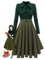 [Prevendita] Abito in maglia plaid verde scuro anni '50