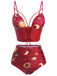 Costume da bagno lacci sole luna stelle viola anni '40