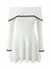 Abito in pizzo a maglia con spalle scoperte bianco anni '70