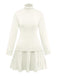 2PCS Maglione a collo alto a maglia e gonna plissettata anni '60