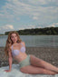 Bikini sirena conchiglia scollo all'americana lavanda anni '70