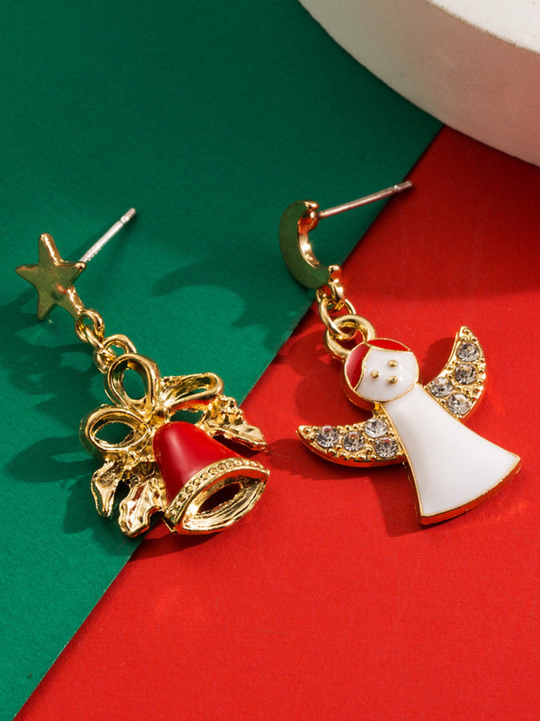 Orecchini pendenti con campanella di Natale e fiocco di neve