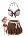 Costumi con gonna a pois a balze marrone anni '70