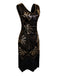 Abito flapper con scollo a V e perline e paillettes anni '20