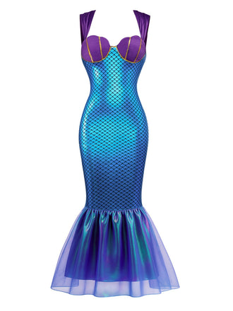 Abito aderente stile sirena con conchiglia Halloween anni '30