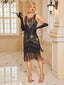 Abito flapper con nappe e perline e paillettes anni '20
