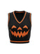 Gilet con faccia di zucca Halloween nero anni '70