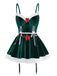 2PCS Completo top e gonna in velluto natalizio del 1970