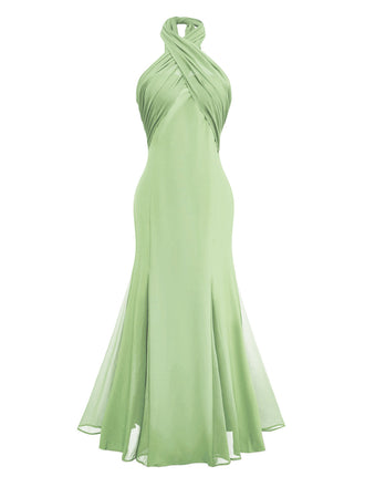 [Prevendita] Abito convertibile senza spalline incrociato in chiffon verde anni '30