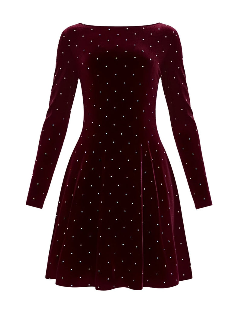 Abito da sera in velluto con strass anni '80