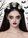 Cerchietto con rose e teschio di Halloween nero