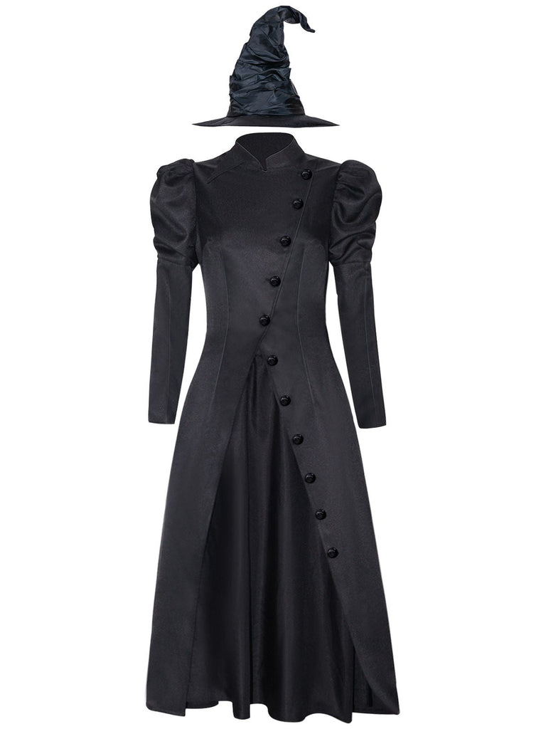 Abito da strega ispirato a wicked e cappello nero anni '40