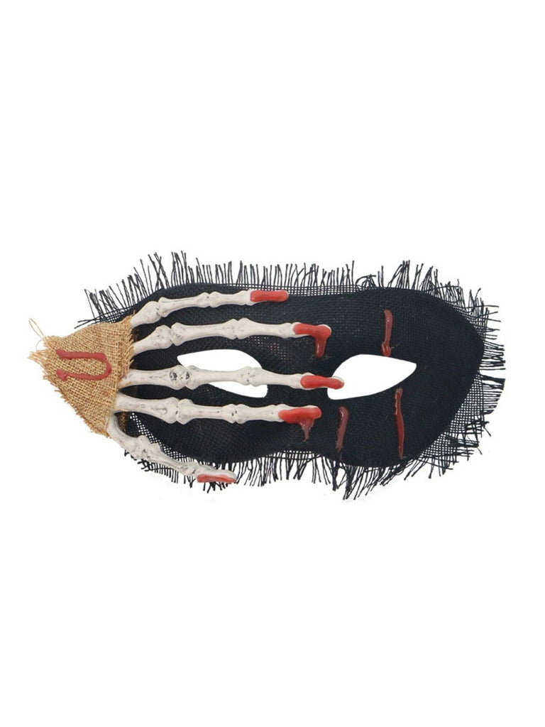 Maschera per occhi con macchie di sangue e mano di scheletro