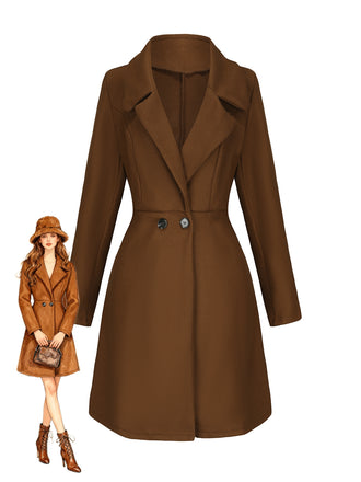 Cappotto a ruota in lana sintetica tinta unita con revers anni '40