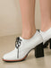 Scarpe vintage in pelle con lacci e tacco spesso