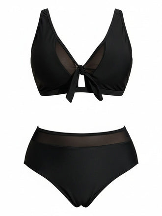 [Taglia Forti] Bikini con spalline regolabili e dettaglio allacciato nero anni '80