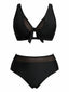 [Taglia Forti] Bikini con spalline regolabili e dettaglio allacciato nero anni '80