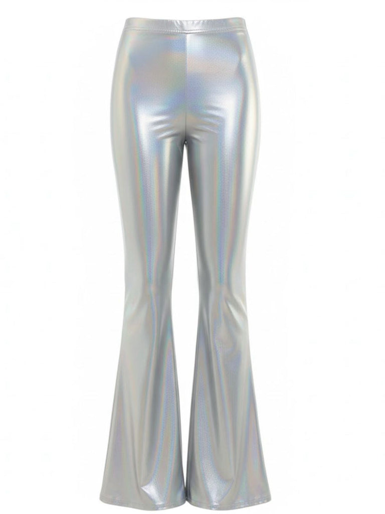 Pantaloni attillati metallizzati laser anni '70