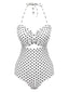 Costumi intero a pois con lacci bianco anni '40