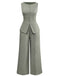 2PCS Top senza maniche e pantaloni a gamba larga anni '40