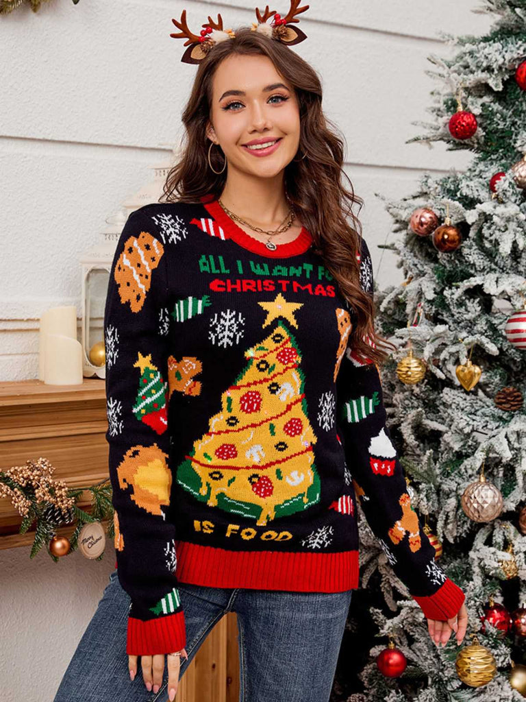 Maglione natalizio in jacquard con luci a LED anni '40