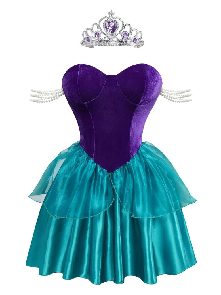 Costume da principessa sirena Ariel con corona anni '50