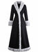 Cappotto lungo con finiture in pelliccia sintetica nero anni '30