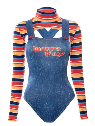 Collant a righe per Halloween multicolore anni '70