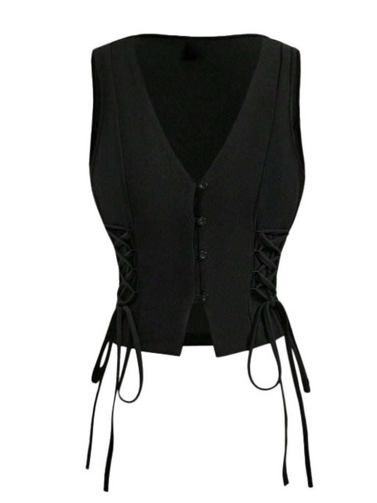 Gilet con scollo a V e cintura annodata in vita anni '70