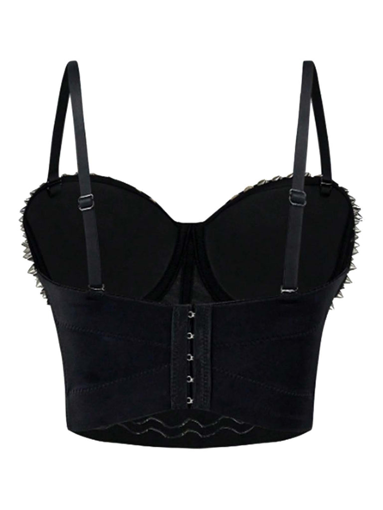 Corsetto punk con rivetti metallici in raso rock anni '80